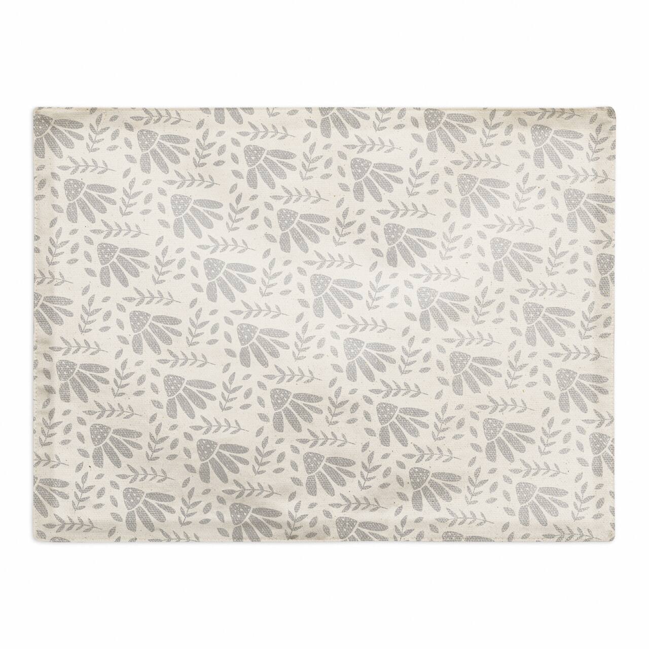 Simple Gray Florals 18" x 14" Cotton Twill Placemat